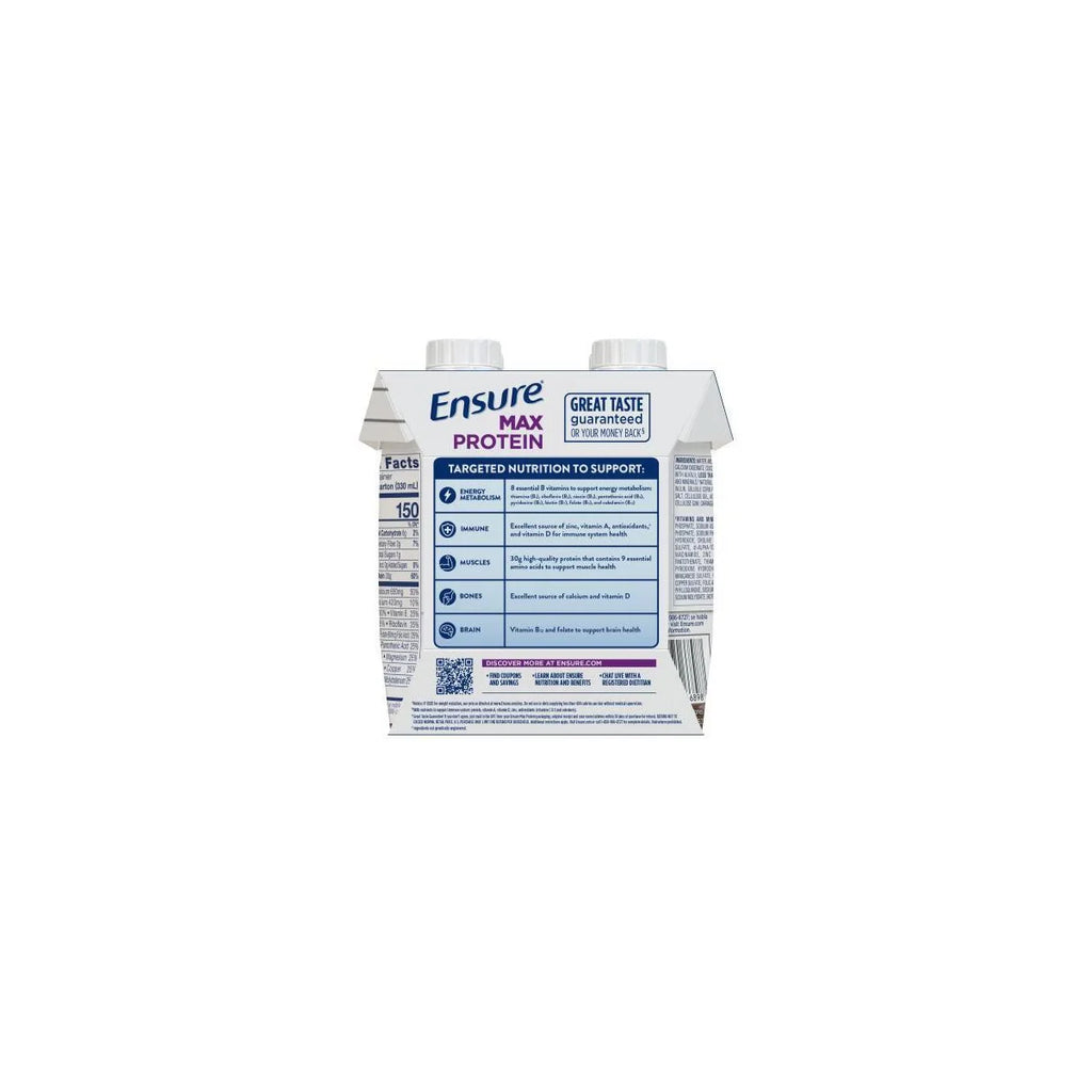 Ensure Max Protein Nutrition Shake Milk Chocolate Non-Caffeinated - 30g Protein - 11 fl oz/4pk