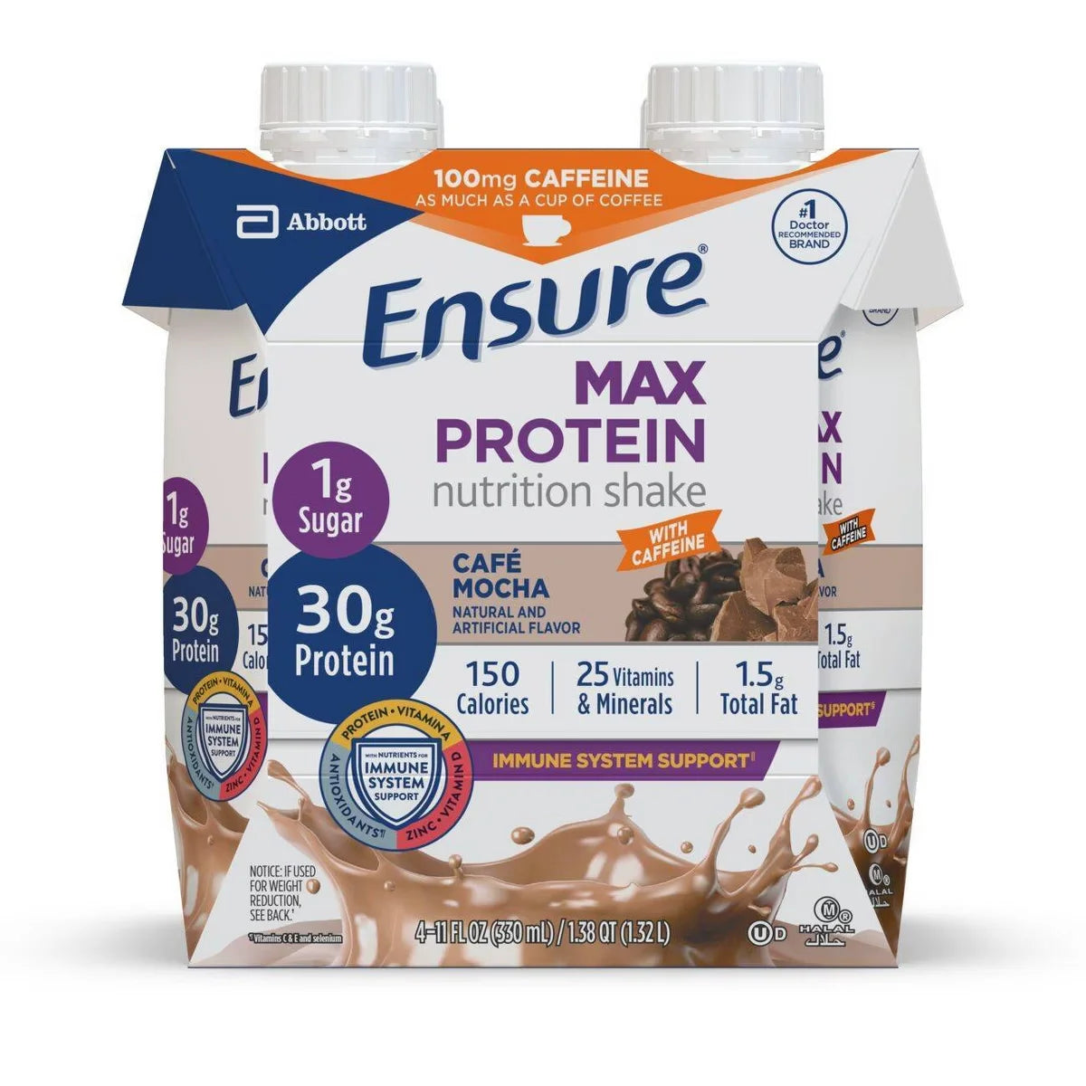 Ensure Max Protein Nutrition Shake Cafe Mocha Caffeinated - 30g Protein - 11 fl oz/4pk Main image