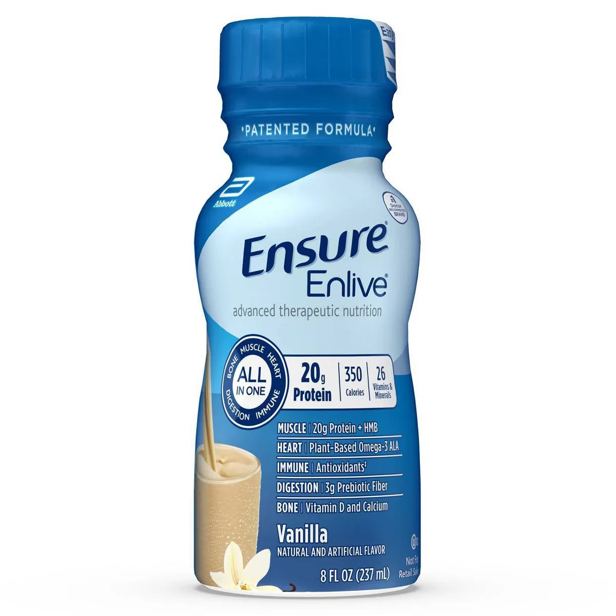 Ensure Enlive Advanced Nutrition Shake Vanilla Flavor for High Protein and Daily Nutrition Support, 8 oz, Case of 24 Main image