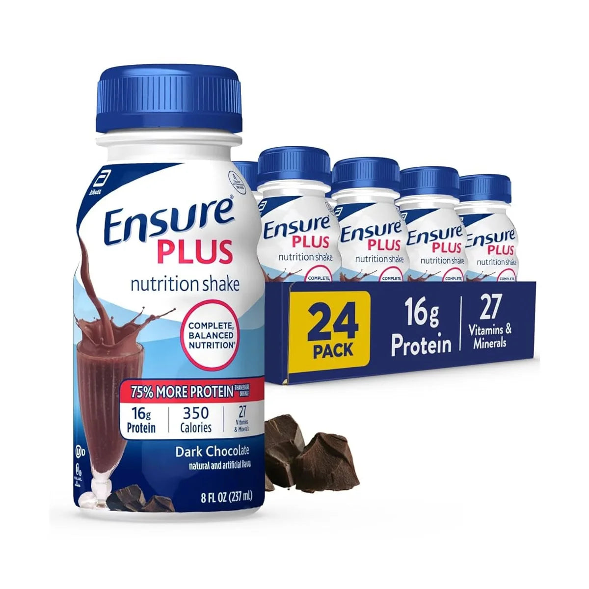 Ensure Plus Nutritional Shake, Dark Chocolate, 8 oz, Case of 24 Main image