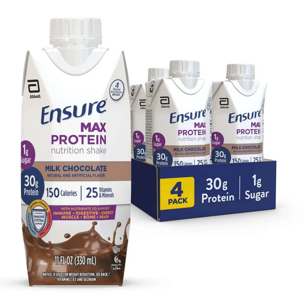 Ensure Max Protein Nutrition Shake, Milk Chocolate Flavor, Ready-to-Drink Protein Beverage, 11 oz Bottles, 4 Count