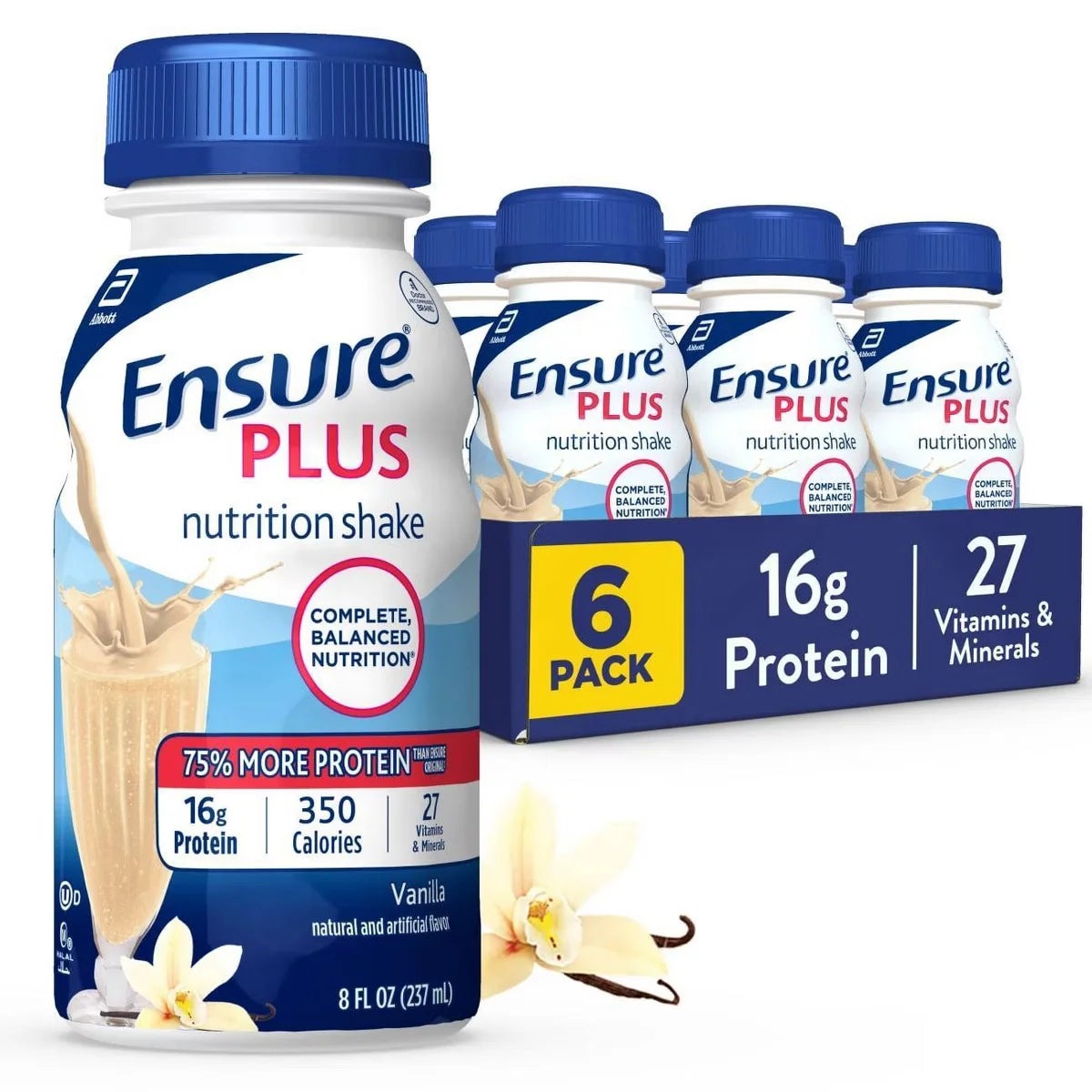 Ensure Plus Nutrition Shake Vanilla Non-Caffeinated - 6ct/48 fl oz Main image