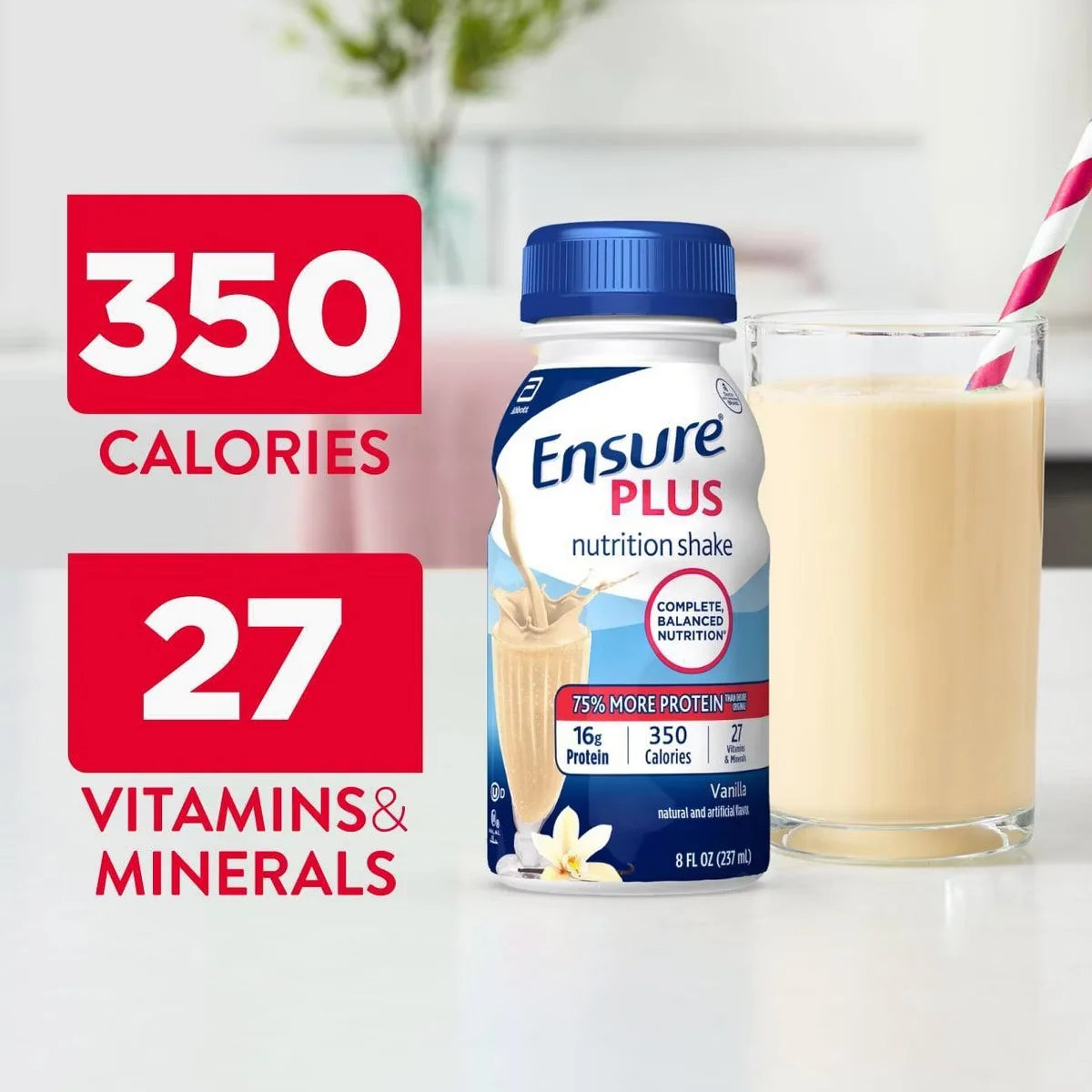 Ensure Plus Nutrition Shake Vanilla Non-Caffeinated- 128 fl oz/16ct