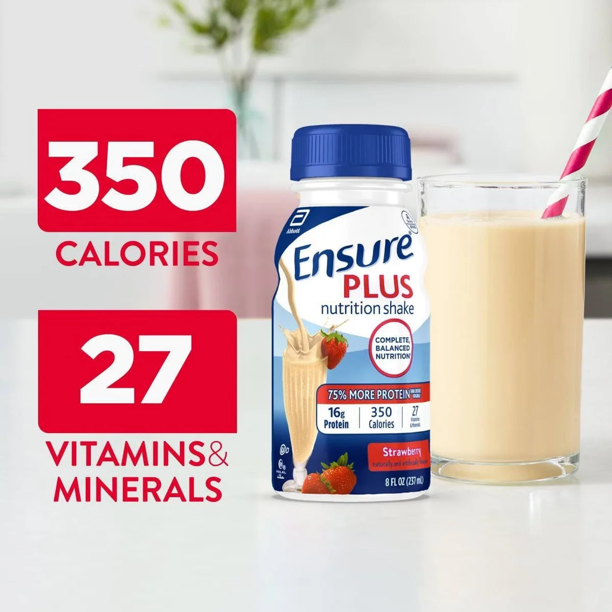 Ensure Plus Nutrition Shake Strawberry Non-Caffeinated - 8 fl oz/6pk