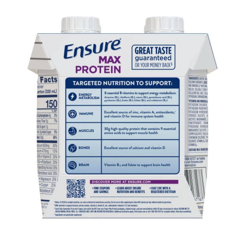 Ensure Max Protein Nutrition Shake French Vanilla Non-Caffeinated - 30g Protein - 11 fl oz /4pk