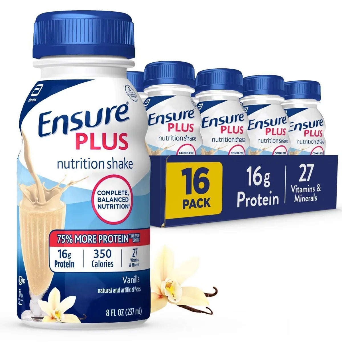 Ensure Plus Nutrition Shake Vanilla Non-Caffeinated- 128 fl oz/16ct