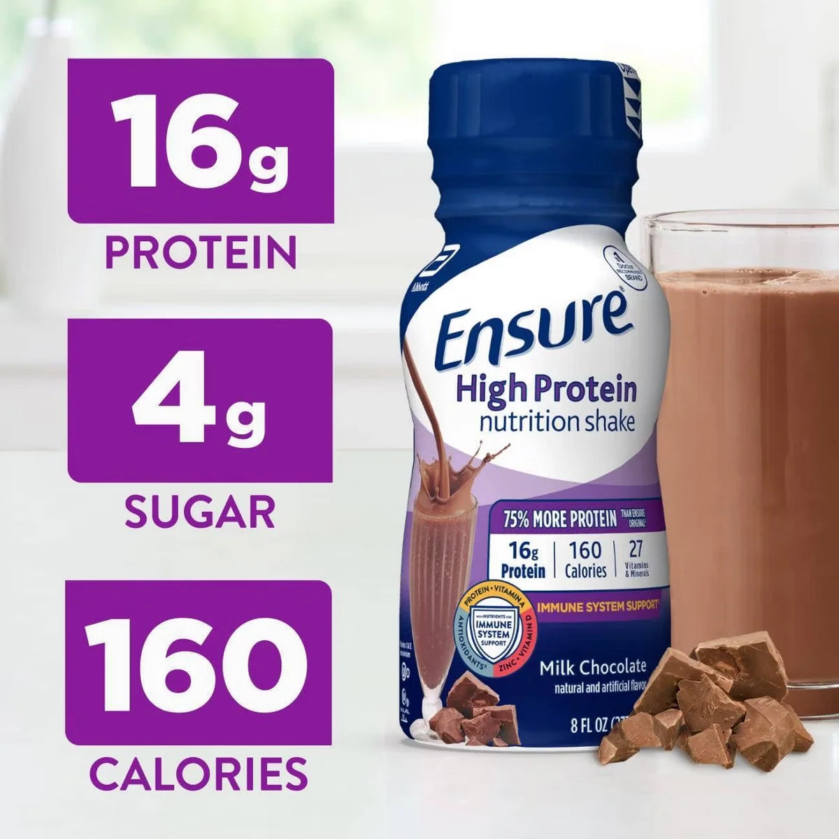 Ensure High Protein Nutritional Shakes Milk Chocolate Non-Caffeinated - 24pk/192 fl oz